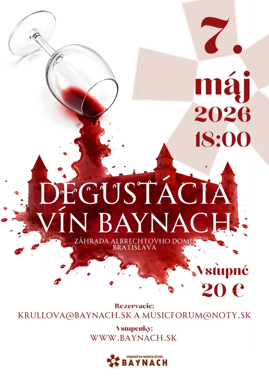 DEGUSTÁCIA VÍN V ZÁHRADE DOMU ALBRECHTOVCOV, BA